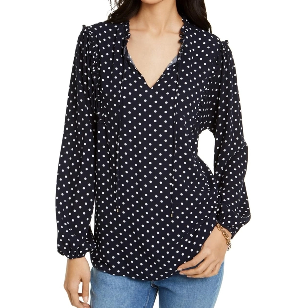 Tommy Hilfiger Navy Polka Dot Blouse
